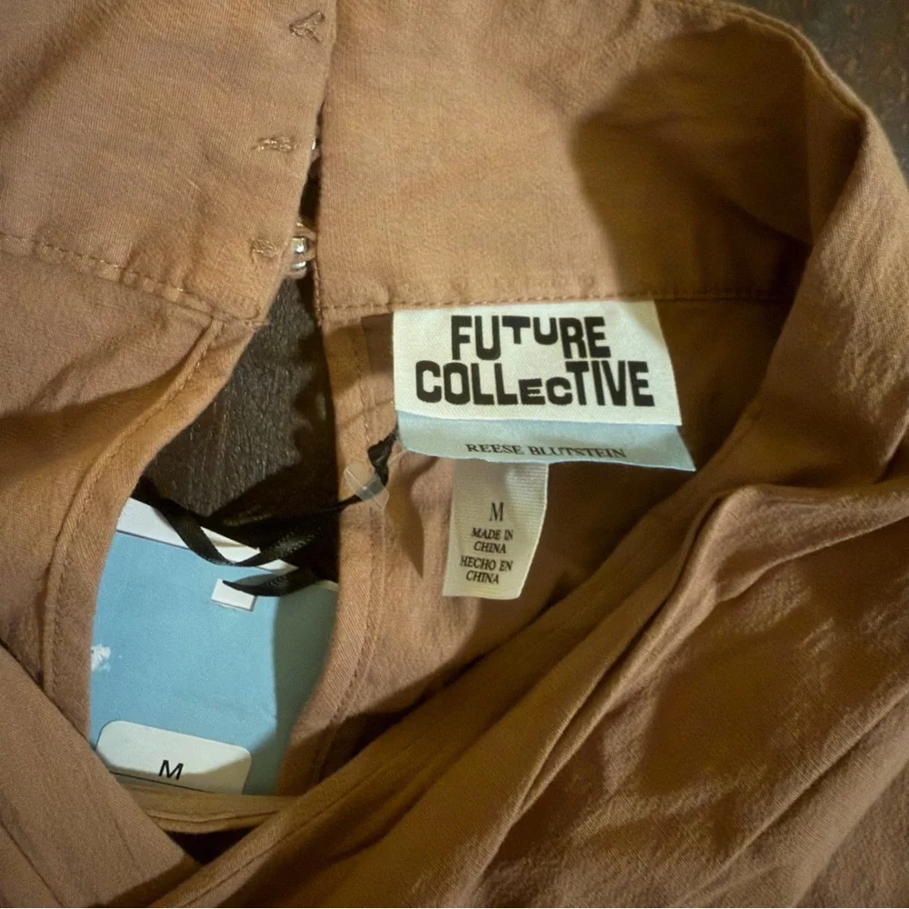 NWT Future Collective Taupe Wrap Blouse - Size M